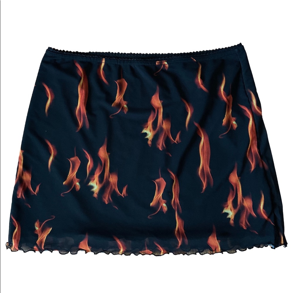 UO Fire Print Black Mesh Skirt